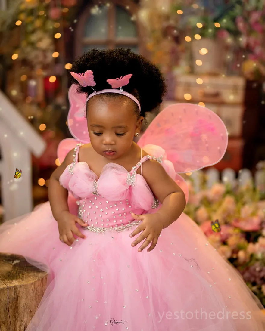 Pink Princess Queen sparkly Pink birthday dress for Little Girls - Spaghetti Straps, Rhinestones, Communion Gown - F126 Pink Princess Queen sparkly Pink birthday dress for Little Girls - Spaghetti Straps, Rhinestones, Communion Gown - F126