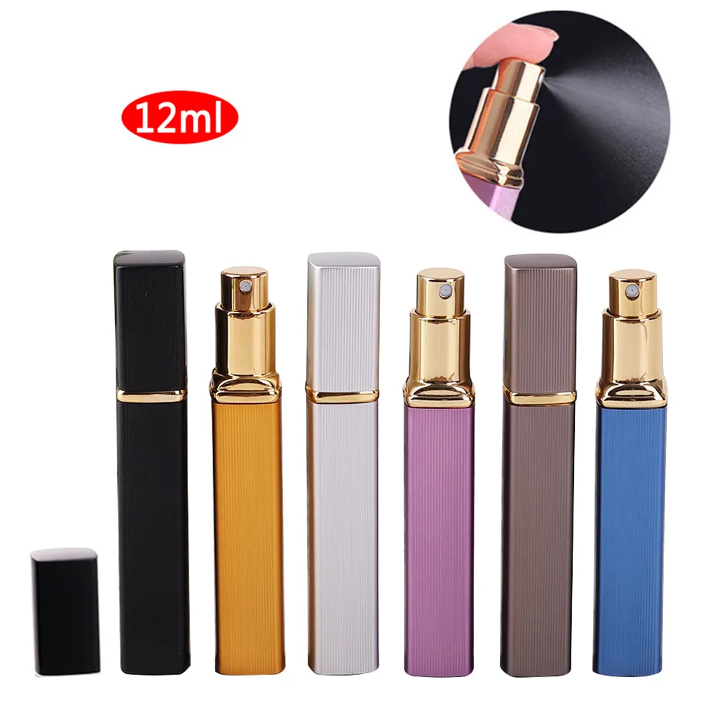 12ML Refillable Perfume Spray Bottle Aluminum Spray Atomizer Bottles Portable Travel Cosmetic Container Perfumes Glass Bottles