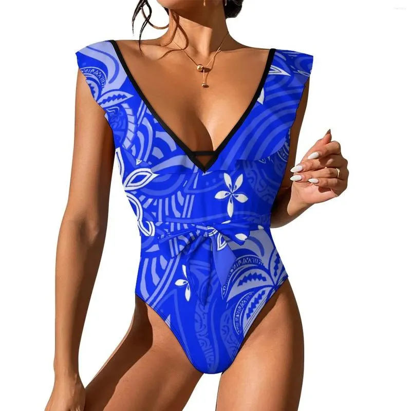 Kobiety letnie bikini Lotus seksowne w dekolcie back-backless na plaży jednoczęściowy strój kąpielowy Slim Fit Temperament Kini Polynesian