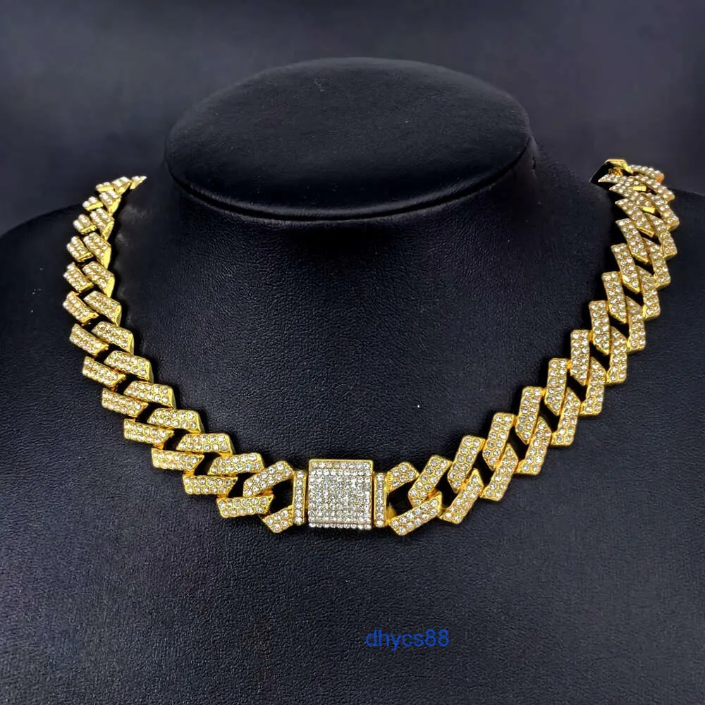 Iced Out Cuban Link Chain Mens Necklace Armband Set Full Diamond Bling Choker Jewelry for Men Fashion