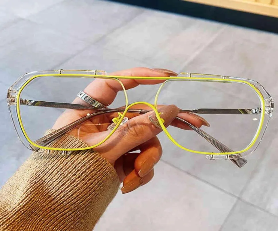 Geel paars heldere bril frame voor vrouwen Fashion Vintage Alloy Alloy Sunglasses vrouwelijk luxe merk vierkante brillen 2991598