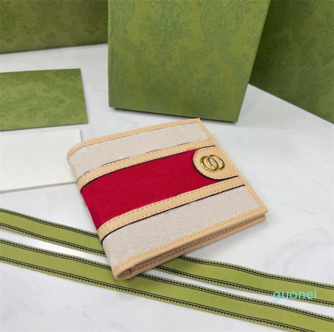 Designer 2022 Ny metalletikett Small Fashion Folding Card Holder Print Ladies Wallet Premium Leather Feel Luxury Classic8159597