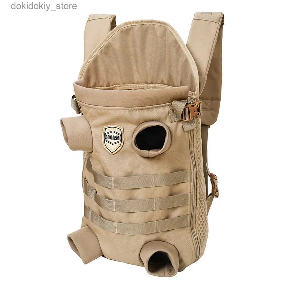 Hondendrager rugzak voor kleine middelgrote honden Hands Free Tactical Outdoor Pet Frontpack Soft ademende veiligheidsreizen hondendrager militair tan l49