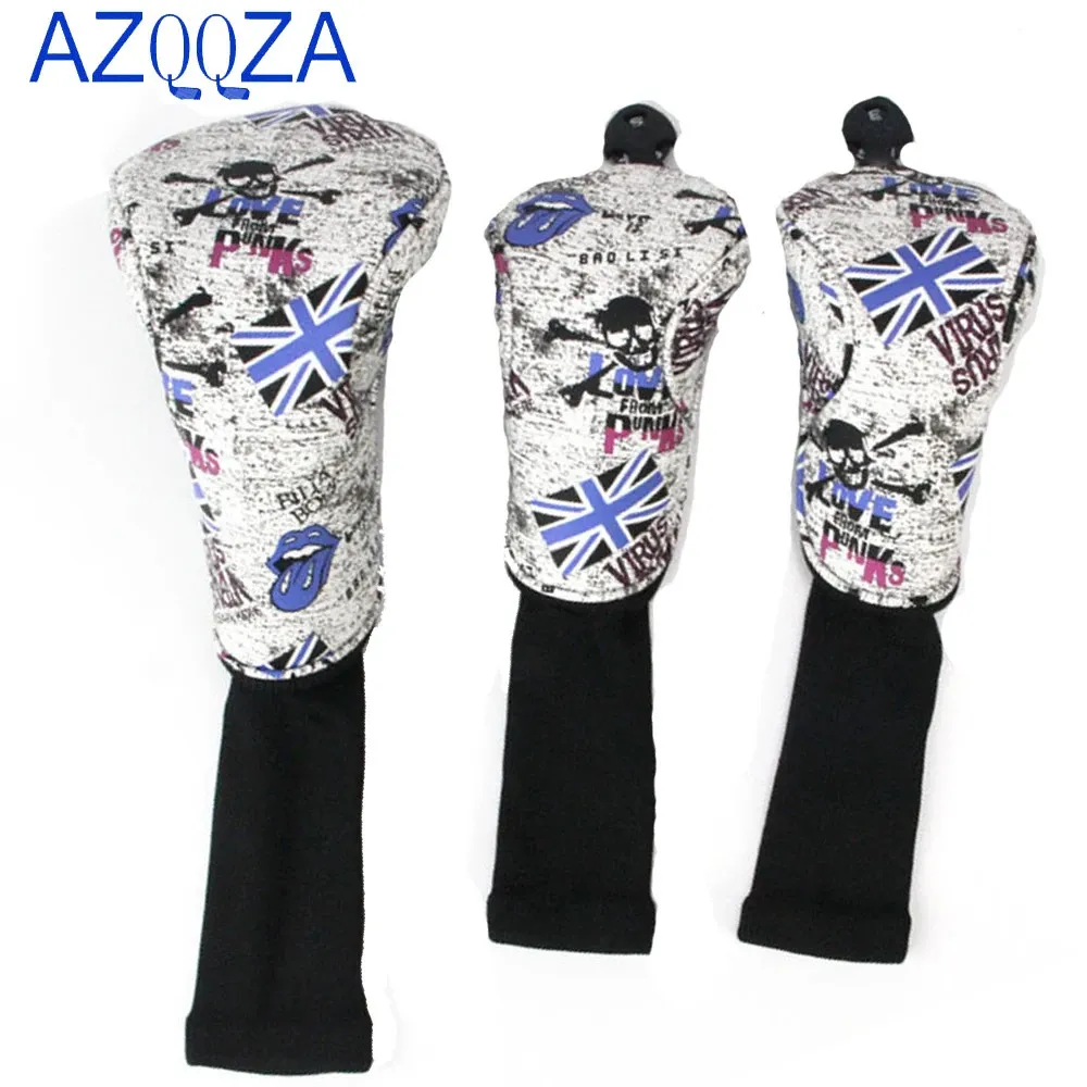 3PCS / Set Golf Head Covers for Driver / Fairway Wood / Iron / Hybrid / Putter Creative British UK Flag Pattern Club Golf HeadCover 240415