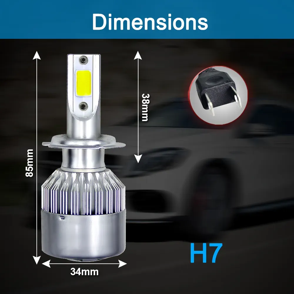 cheapest price COB C6 Real 7600LM 120W LED Car Headlight H1 H3 H4 H7 9003 9004 9005 9006 Kit Hi/Lo Light Bulbs 6000K