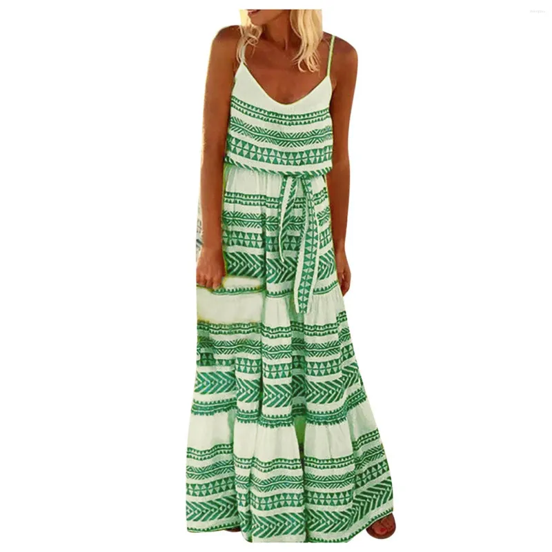 Casual Dresses Women'S Fashion Bohemian V-Neck Printed Beach Party For Women Dress Long Female Dresse