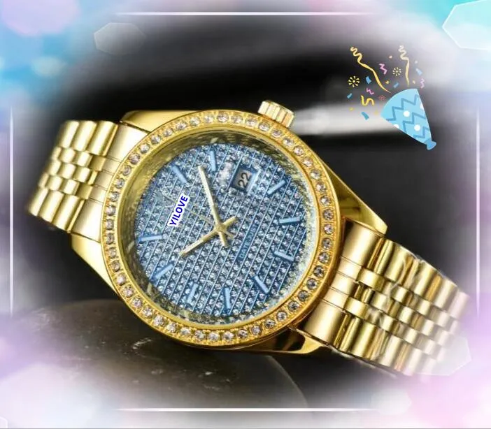 Populaire luxe heren dames drie stiches horloges Japan Quartz Beweging Dag Datum Tijd Coole klok Diamanten Ring Hour Kalender Business Watch First Star Choice Gifts