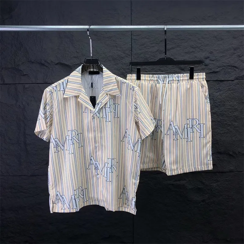 남성용 트랙복 남성 하와이 해변 세트 남성과 여성을위한 휴가 셔츠 색상 차단 인쇄 반바지 세트 B10