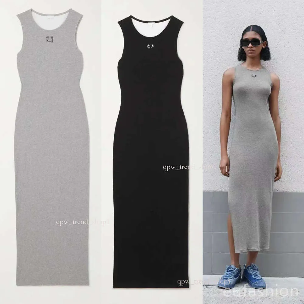 Mulheres Anagrama Maxi Tank Dress Top em Jersey de malha de algodão com nervuras com um bordado 492