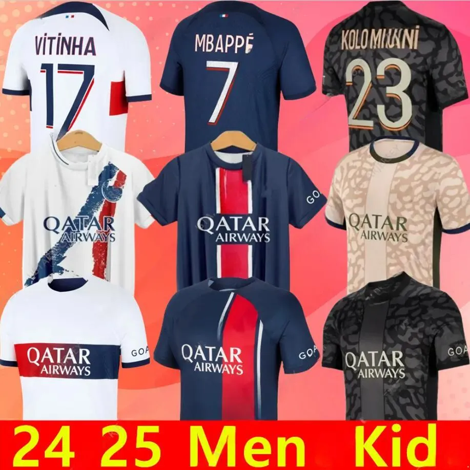 24 25 Maillot Mbappe Soccer Maglie Kit Kit Player Versione allenamento pre -match 2024 Maglia Paris Away Shirt da calcio Hakimi Fabian Vitinha O Dembele