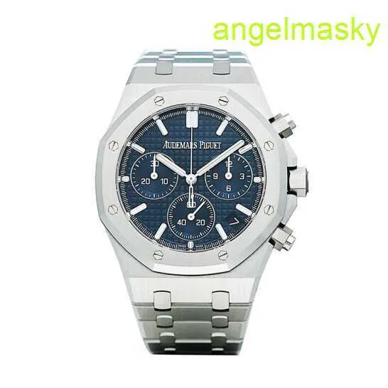 Unisex AP Armband Uhr Epos Royal Oak Serie 26240st Black Plate Watch Mens Automatische mechanische Präzision Stahl Chronographen Uhr 41 Durchmesser Blauplatte