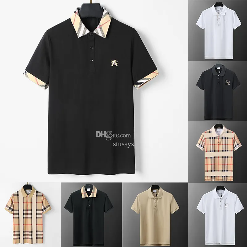 Designer Herren Polos Sommerhemd Marke Kleidung Baumwolle Kurzarm Business Casual Striped