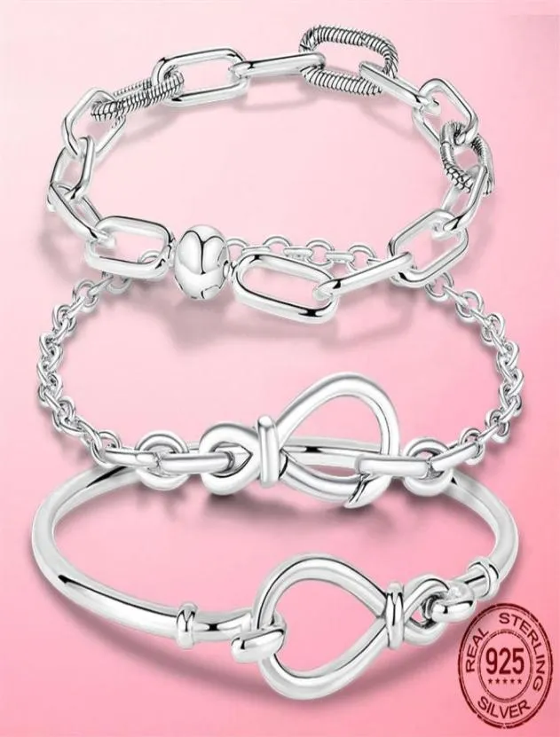 925 Sterling Silver Me Armband Lämplig för charmpärlor Fashionabla Infinite Knot Luxury Smyck för Women261T6510358