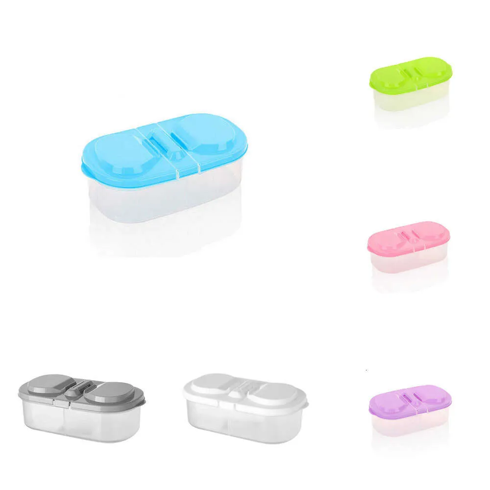 Plain Double Compartment With Lid Food Fruit Sealing Jar Multifunctional Kitchen Refrigerator Plastic Storage Box Storage Tool