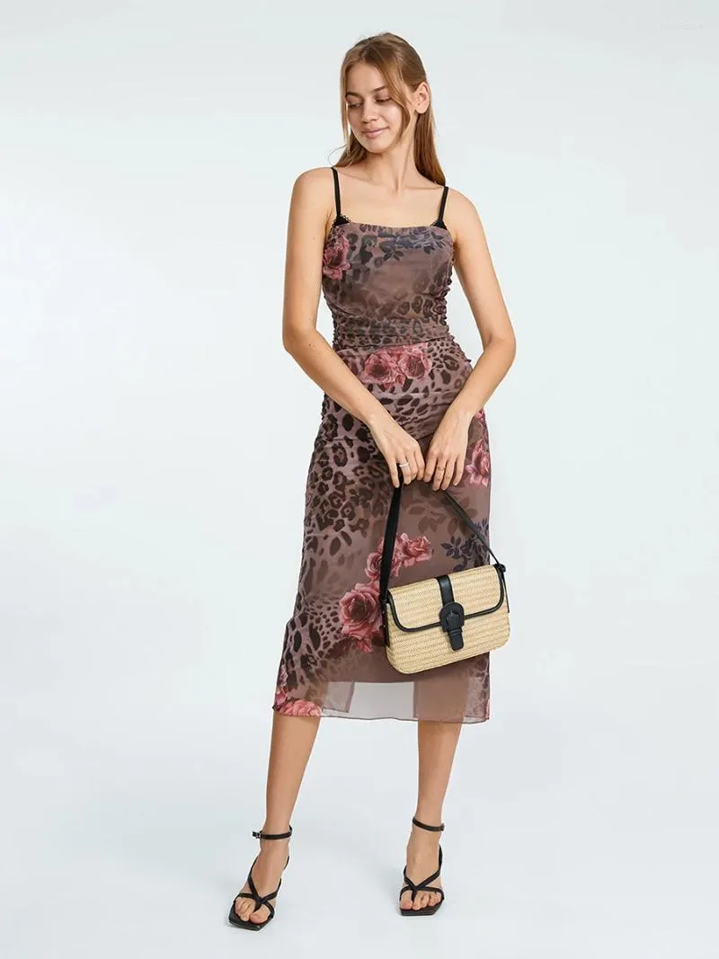 Casual Dresses Women Y2k Floral Print Spaghetti Strap Maxi Dress Sexig backless bodycon Long See Through Cocktail Party Eesthetic