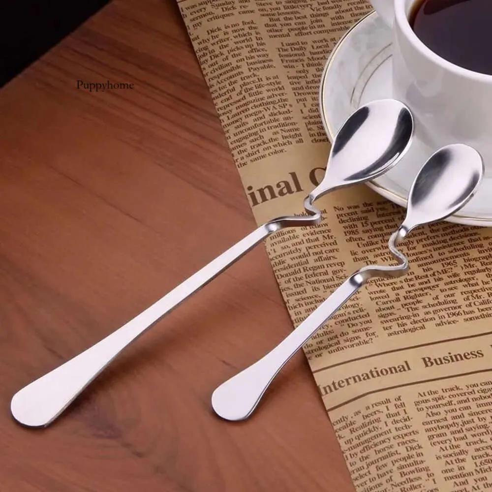 Tea Coffee Honey Drink Adorable Stainless Steel Curved Twisted Spoon U Handled V Handle Jam Spoons 01011 0418