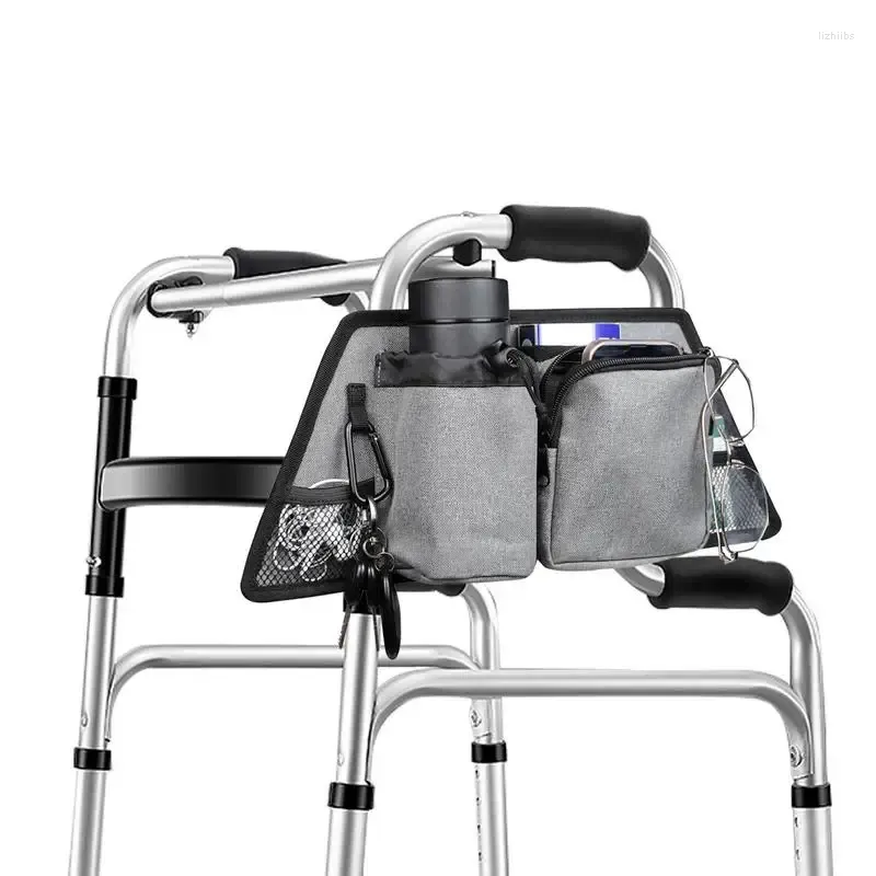 Storage Bags Rollator Side Bag Waterproof Organizer Oxford Cloth Arm Rest Pouch Gray Portable Attachment Carry For Keys