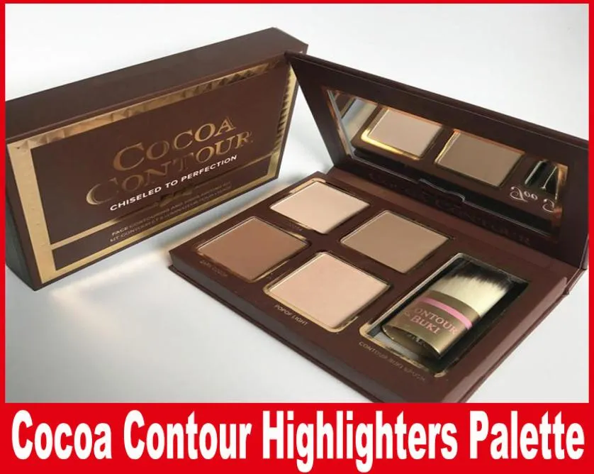 Cocoa Contour Kit Highlighters Palette Naken Color Cosmetics Face Concealer Makeup Chocolate Eyeshadow With Contour Buki Brush6005814