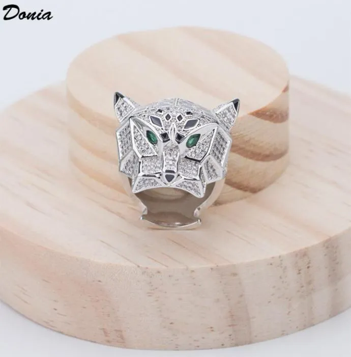 Donia sieraden luxe ring mode tijger kop koper ingelegde zirkon European en Amerikaanse creatieve vrouwelijke handgemaakte ontwerper cadeau wit8012135