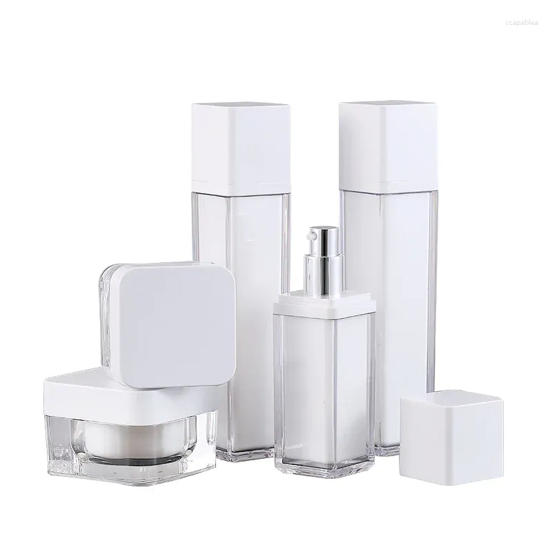 Garrafas de armazenamento 300pcs/lote 30/50g acrílico Creme quadrado jarro de jarro 50/100ml Bomba de garrafa de garrafa atomizador de perfume Spray Recipiente cosmético