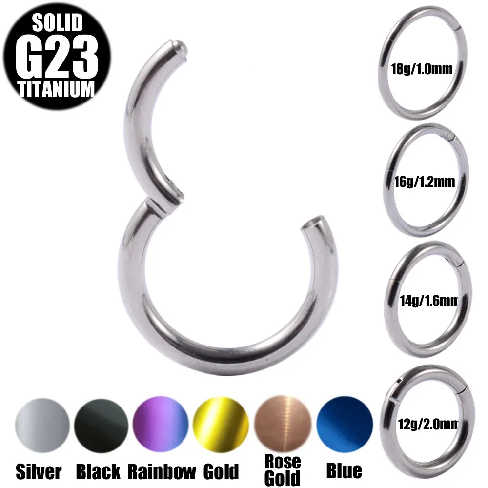 1PC G23 Segment Zawias Pierścienie nosowe warga brwi brew Clicker Septum Helix Tragus Captive Reting Jewelry 240407