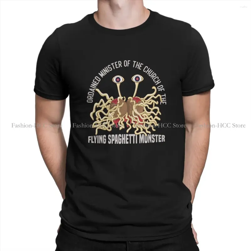 Mäns T -skjortor Pastafarianism FSM Flying Spaghetti Monsterism Polyester Tshirts Ordinerad minister för kyrkan Anpassa Homme -skjorta