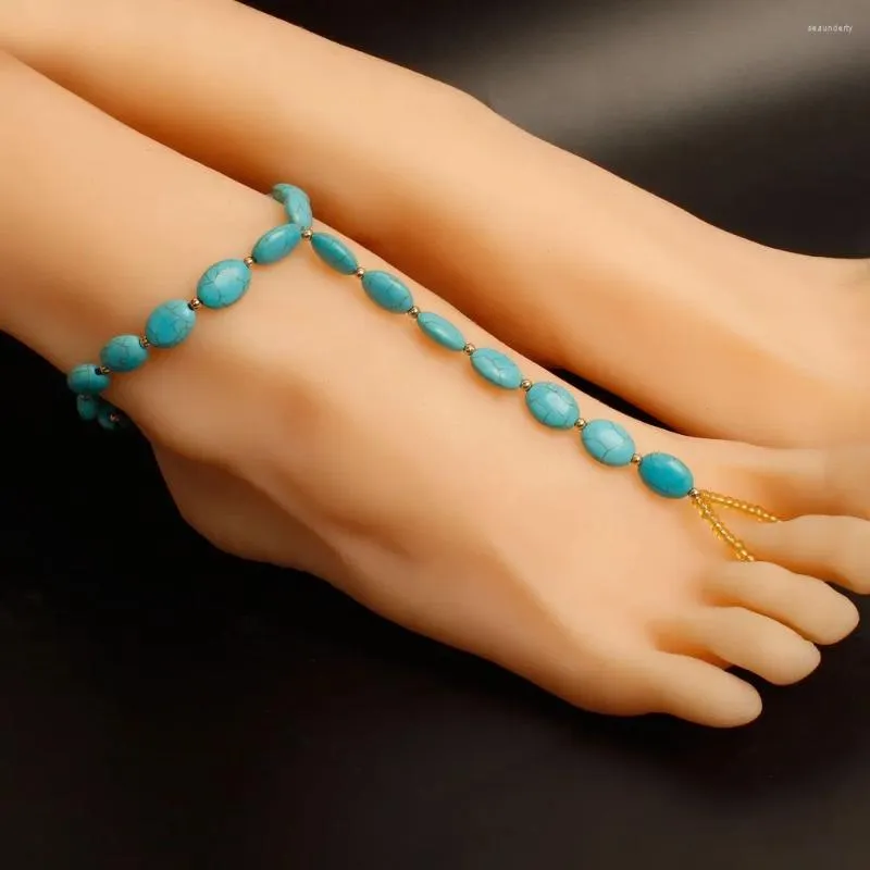 Anklets 2024 Design europejski i amerykański bohemian pinestone stopy łańcuch faktura plażowa dekoracja damska festiwal damski