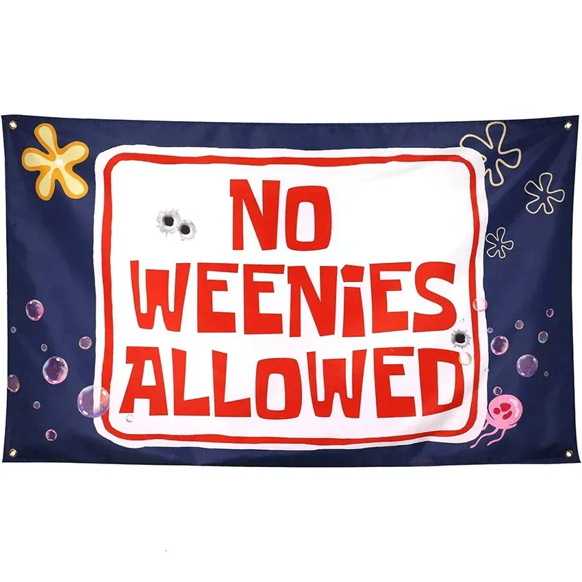 No Weenies Dopugle Flag Funny Banner 3x5 stóp z czterema przelotkami do college'u w pokoju w cave Man Cave Sypialnia 240411