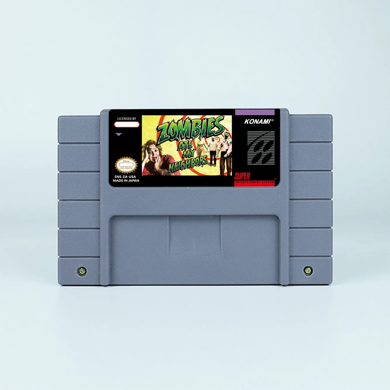 Korts actionspel för zombies åt mina grannar USA eller EUR Version Cartridge för SNES -videospelkonsoler