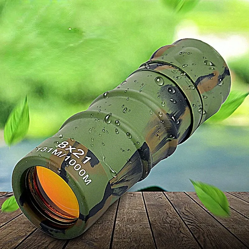 8x21 Monocular Telecope HD Mini Poorce Mini Pocket Мощный красная пленка Low Light Night Vision Телескоп для отдыха для кемпинга