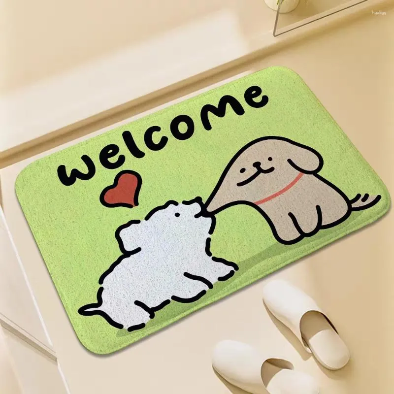 Tapetes kawaii cão de boas -vindas entrada de tapete de tapete de banheiro banheiro tapete de banheiro tapete de banheiro tapetes de piso Acessórios de cozinha de varanda