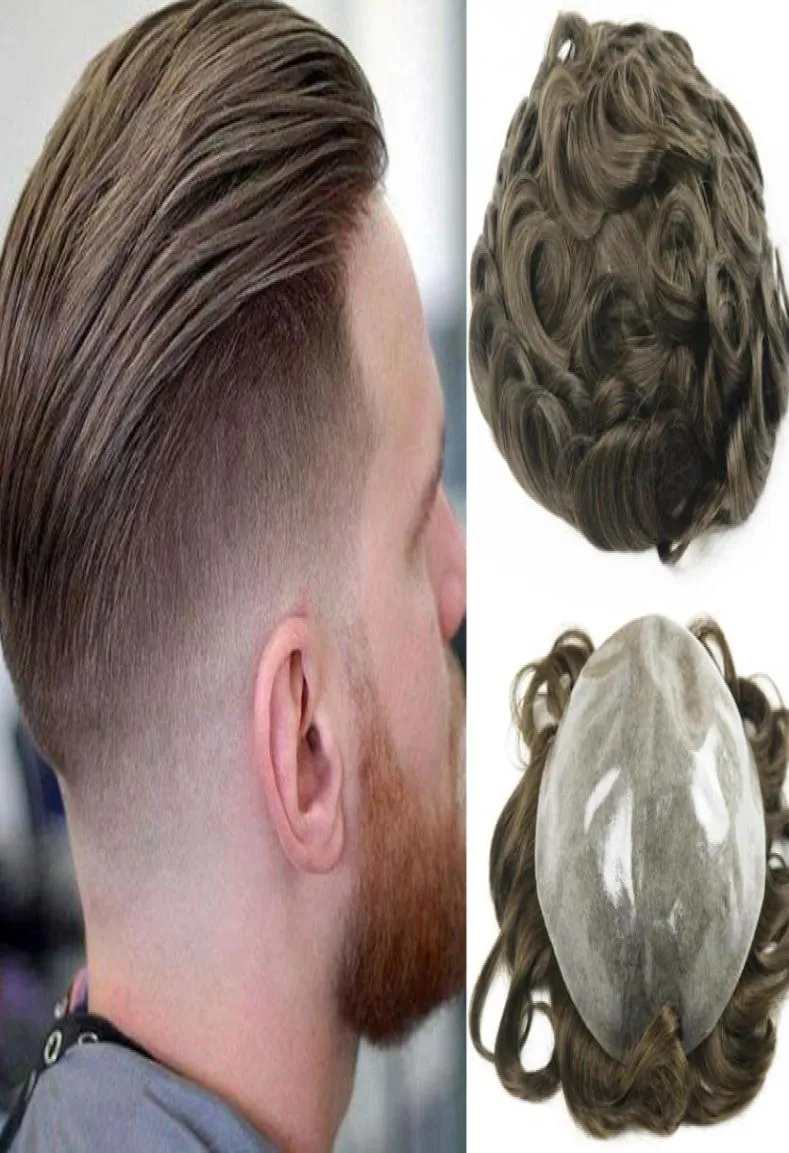 بيع البني 4 ملون toupee للرجال القطع شعر الدانتيل السيليكون البرازيلي البرازيلي البديل البديل البديل 3885495