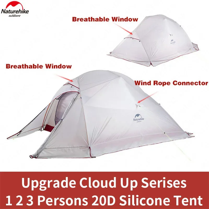 Cloud Up 1 2 3 Persons tält utomhus ultralätt bärbara cAMP -tält med matta camping 20d silikon rese vandring tält 240408