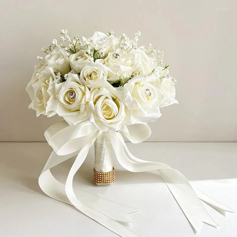 Artificial Wedding Flowers Bouquet, Rhinestone Bridal Bouquet