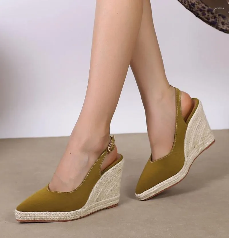 Sukienka buty lihuamao slingback pięta espadrilles kliny