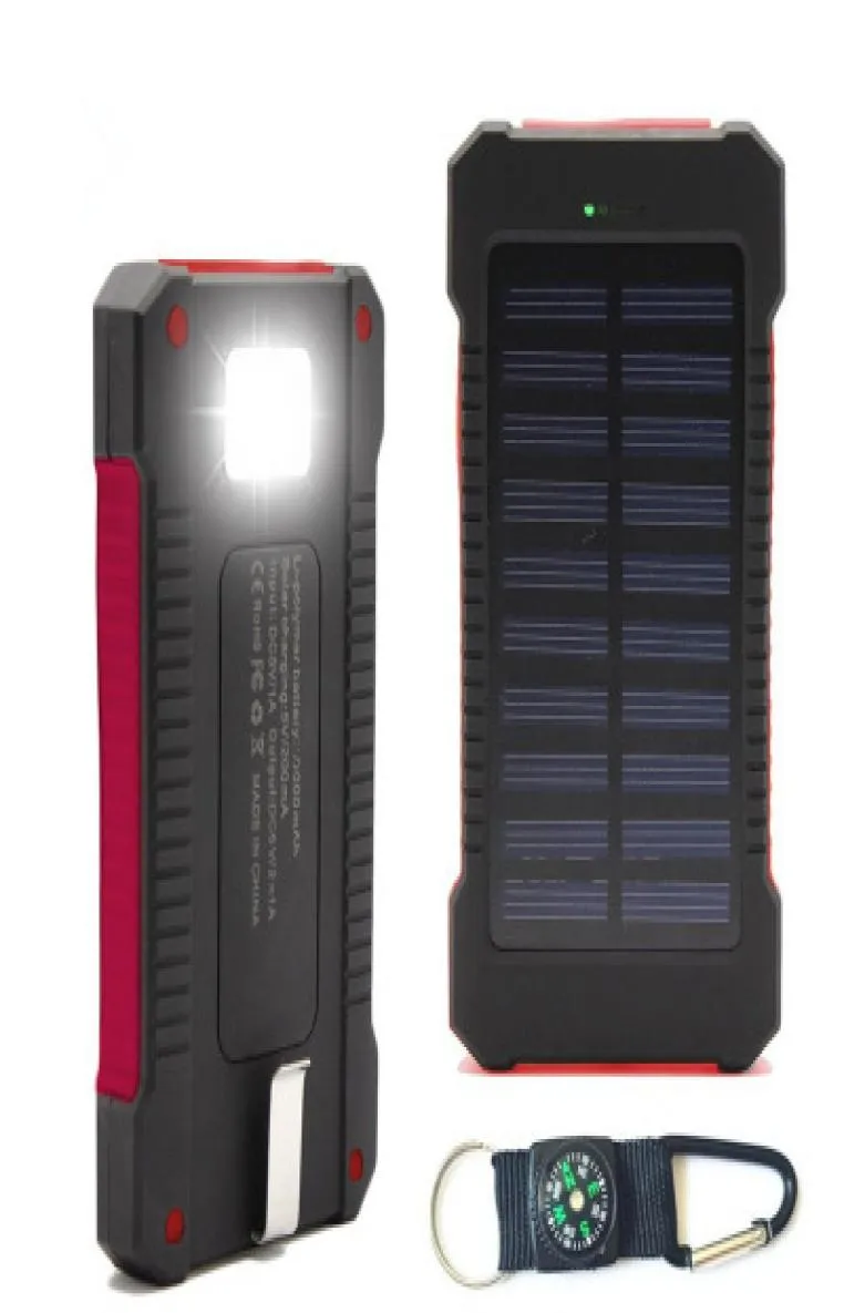 Banco de energia solar à prova d'água Banco de energia 30000mAh Carregador de bateria universal com lanterna LED de bússola e lâmpada de acampamento para carregamento ao ar livre8399941