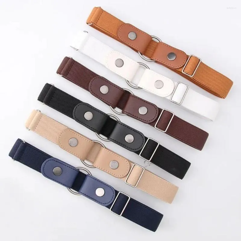 Bälten svart khaki kaffe spännefritt osynligt bälte avslappnad stretch pu slim elastisk band läder midjeband all-match