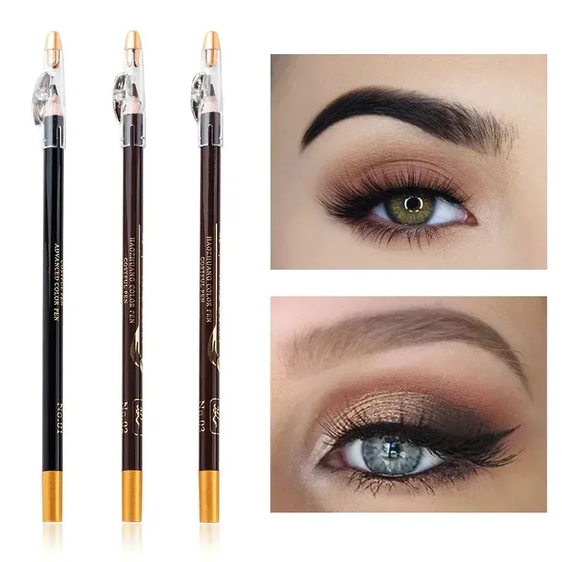 Enhancers 1PC Microblading Wooden Eyebrow Pen Waterproof Long Lasting Makeup Eye Brow Pencil Positioning Black Dark Brown Eyebrow Cosmetic
