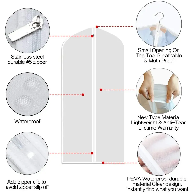 뜨거운 옷 먼지 덮개 매달려있는 의복 복장 옷 정장 코트 보관 가방 투명한 옷장 세척 가능한 옷 가방