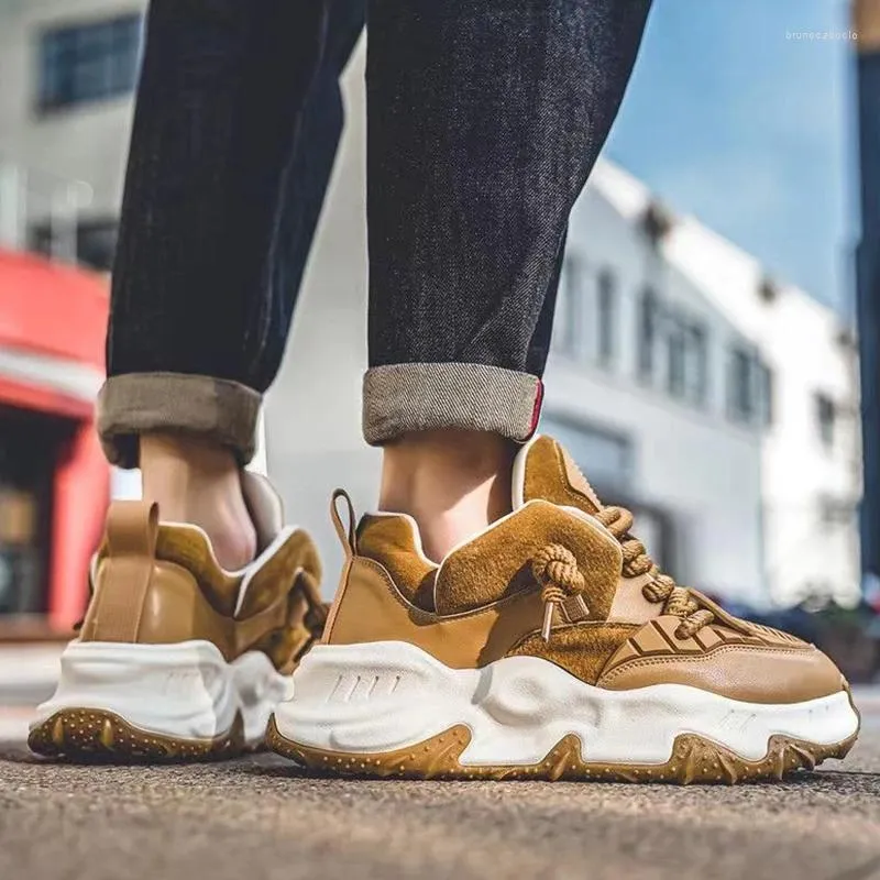 Leather Sneakers Adidas Falcon Tan Casual Mens Sneakers High-End