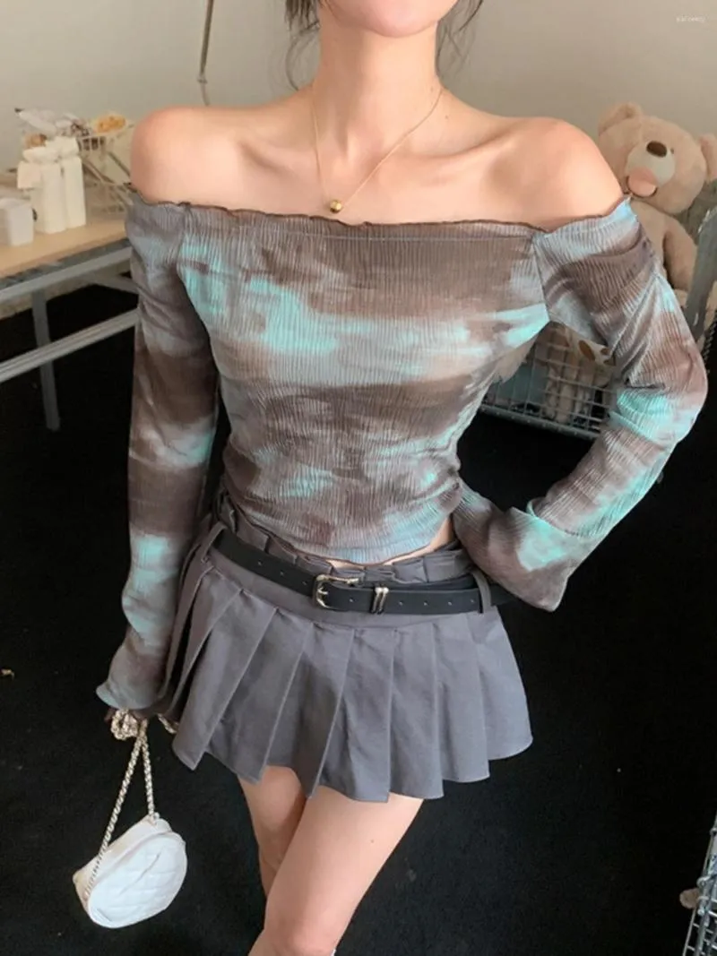 تي شيرت القمصان النسائية على غرار الأزياء تصميم TI-sirt-ad-shirt أذن خشبية خارج الكتف