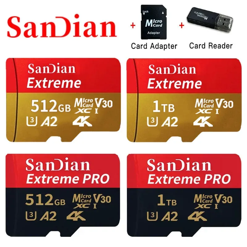 Cartes Nouvelles cartes SD à haute vitesse de classe 10 d'origine 1TB 512 Go TF Micro Memory Carte 1TB SD Memory Carte 128 Go pour le drone de la caméra de téléphone