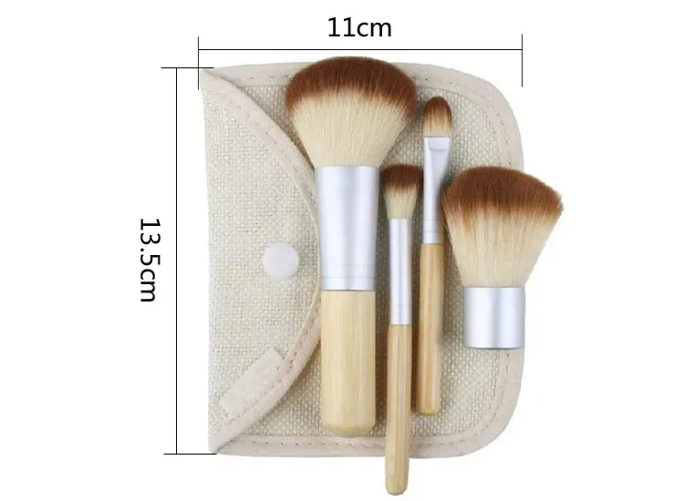 DHL FREE HOT!!! Natural Bamboo Handle Makeup Brushes Set Cosmetics Tools Kit Powder Blush Brushes with Hemp linen bag