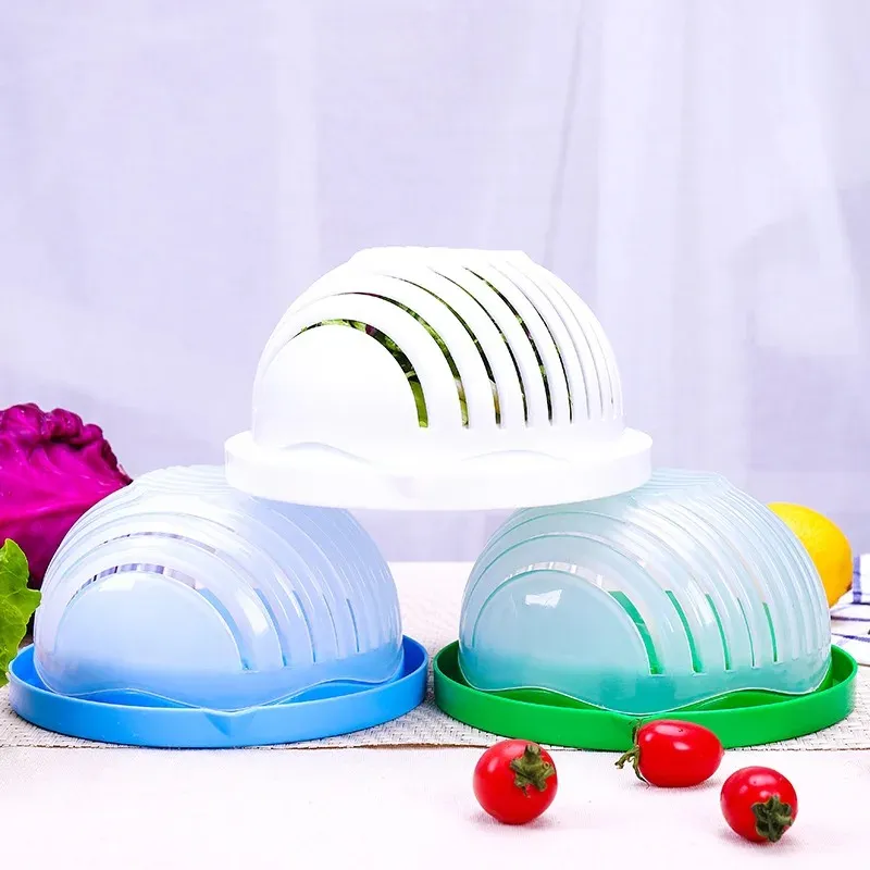 Creative Salad Cutter Bowl Fruit Chopper Slicers Multifunction Salad Maker Fruit Vegetable Cutting Kitchen Gadget Cutter