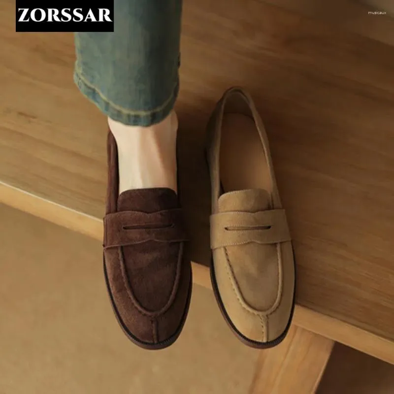 Chaussures décontractées pour les femmes 2024 Été marron flats dames chaussures modes en daim soft semelle non glissée féminino zapatos mujer