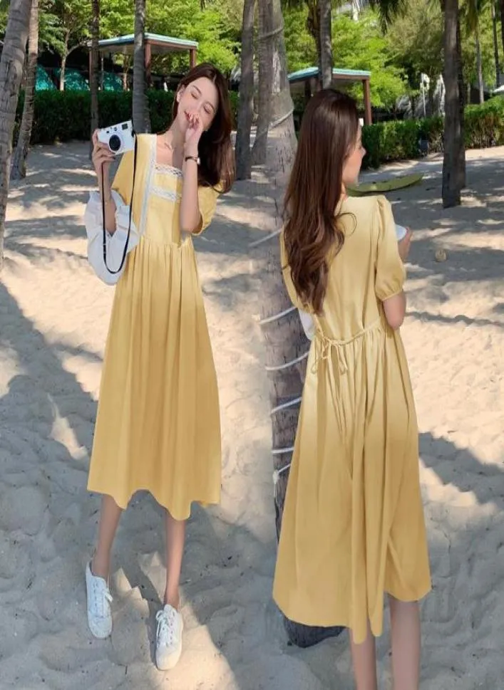 8062 Summer Korean Fashion Długość macierzyńska sukienka Elegancka Linia luźne ubrania dla kobiet w ciąży plus size 4xl ciąża DRE1744501