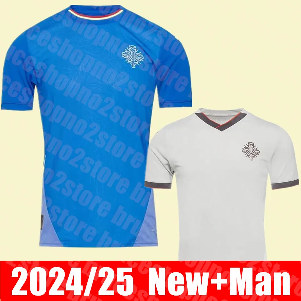 Retro 2024 25 Iceland Soccer Jerseys Club Full Full Team National Islandia Men's Uniform Foot Equipe White Gudjohnsen R Sigurdsson Finnbogason Football Shirts