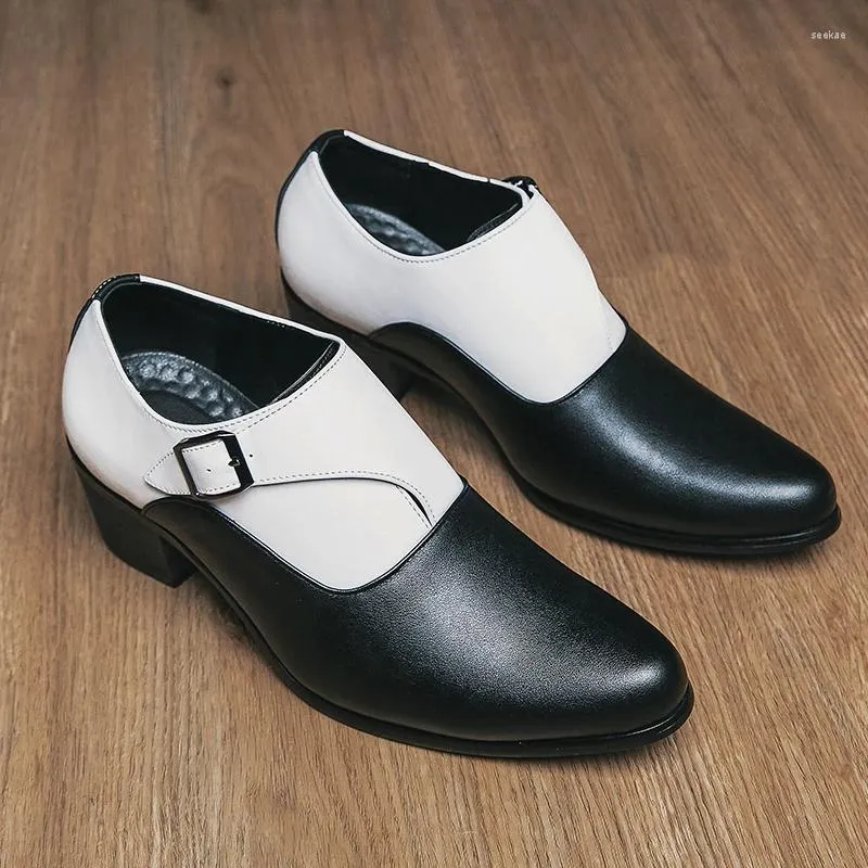 Casual Shoes Men Fashion Men's High Heels Leather Oxfords Herr Mens Slip On Business Classic for Wedding Shoe