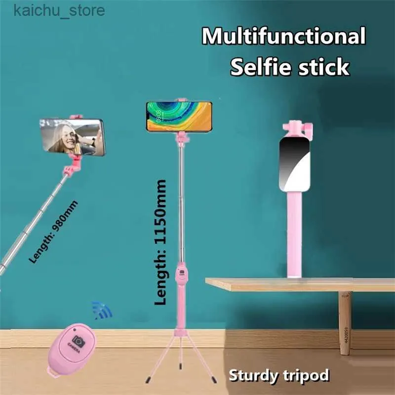 Selfie Monopods Roreta New Foldable اللاسلكي selfie Stick Trans مع مصراع Bluetooth و Monopod ثلاثي الأبعاد من الفولاذ المقاوم للصدأ لجميع الهواتف Y240418