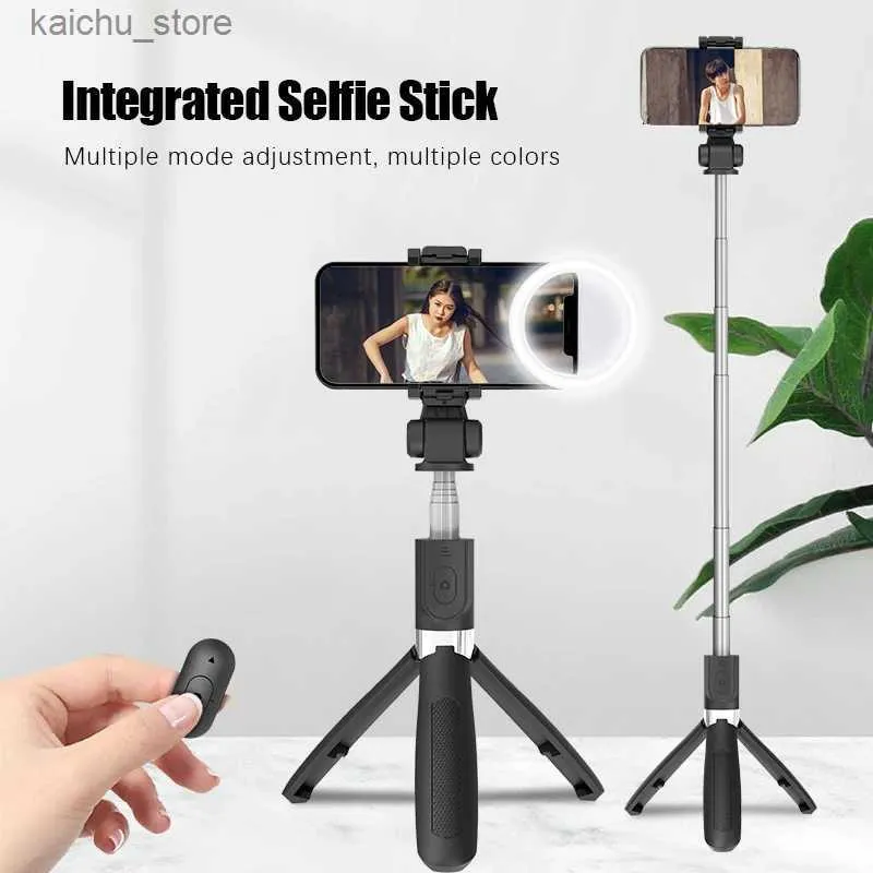 Selfie Monopods Fangtuosi 2022 novo bluetooth slowie bluetooth stick com anel selfie anel fotografia LED LED de lâmpada para streaming de vídeo ao vivo Y240418